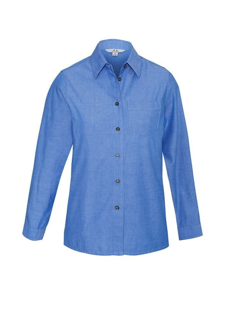 Ladie Wrinkle Free Chambray Long Sleeve Shirt