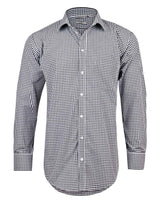 Mens Check Long Sleeve Shirt with Roll-Up Sleeve Tab