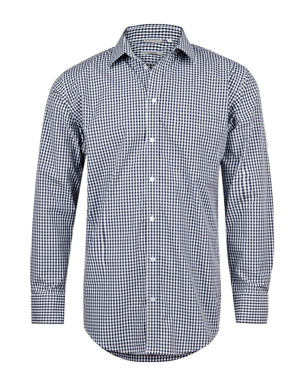 Mens Check Long Sleeve Shirt with Roll-Up Sleeve Tab