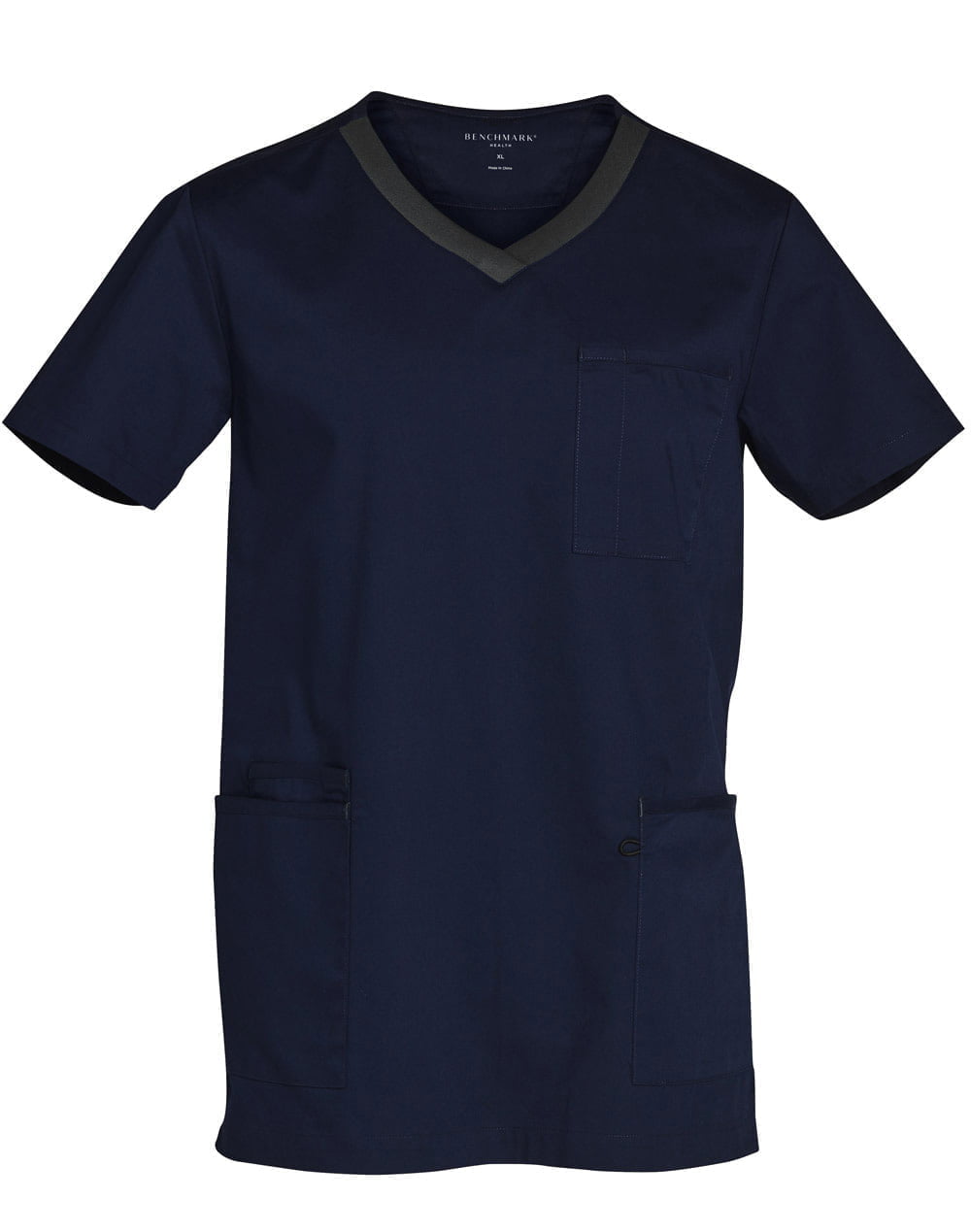 Mens V-Neck Contrast Trim Scrub Top