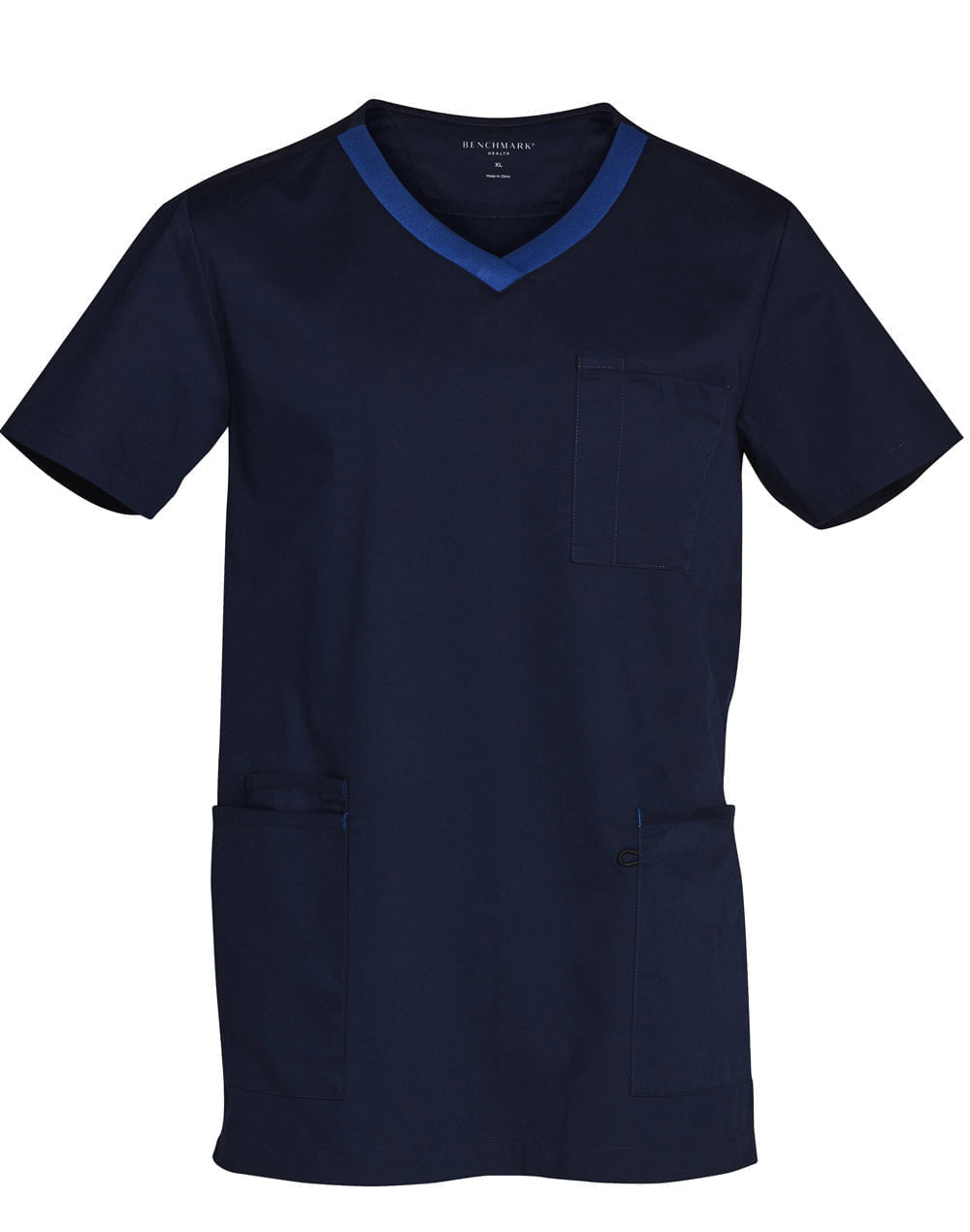 Mens V-Neck Contrast Trim Scrub Top