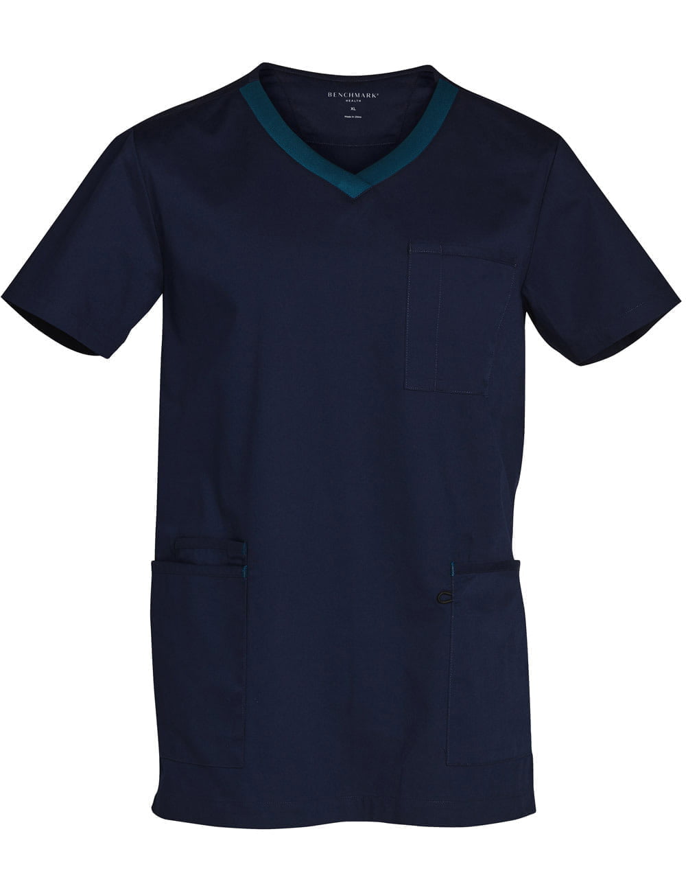 Mens V-Neck Contrast Trim Scrub Top