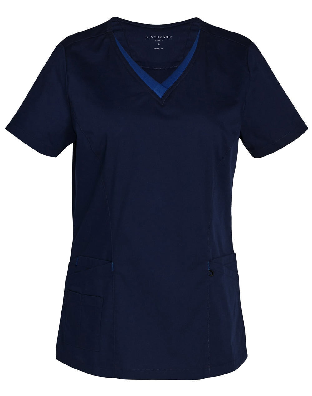 Ladies V-Neck Contrast Trim Scrub Top