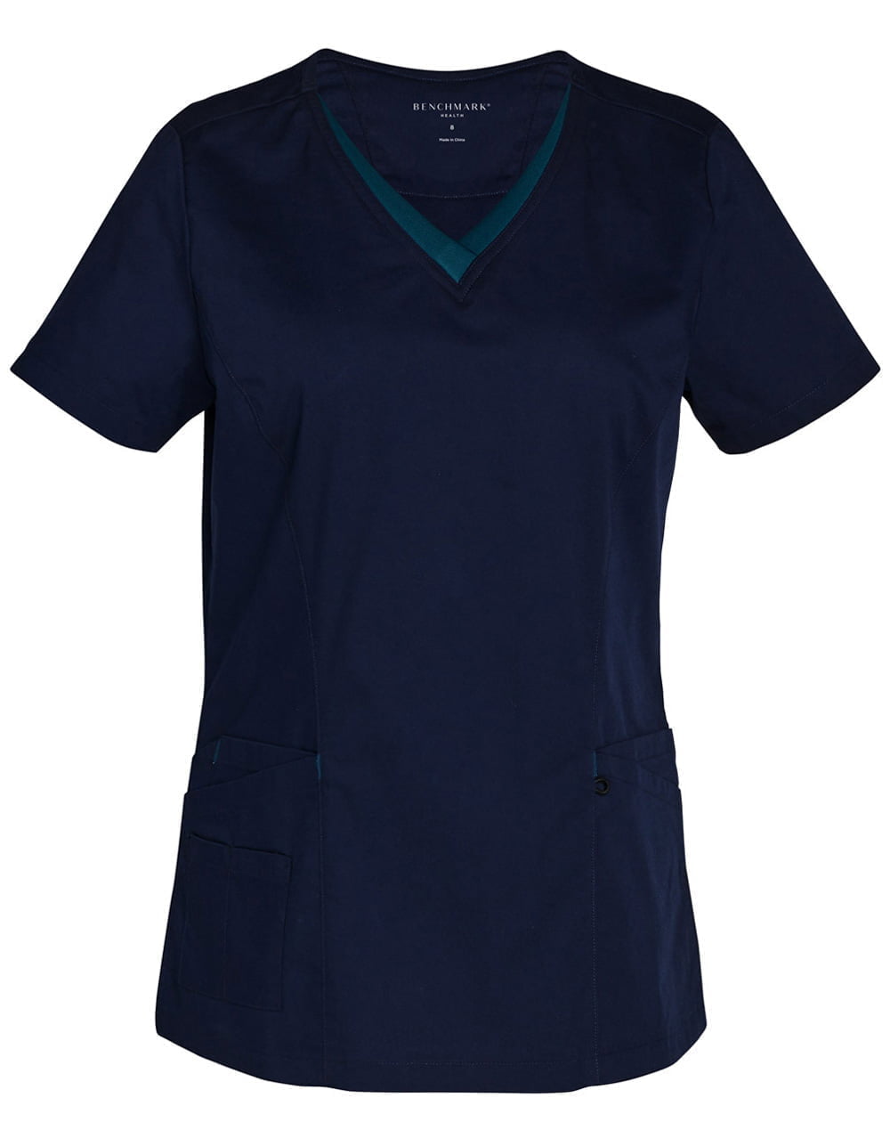 Ladies V-Neck Contrast Trim Scrub Top