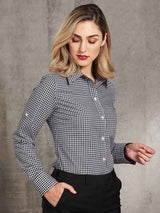 Ladies Check Long Sleeve Shirt with Roll-Up Sleeve Tab