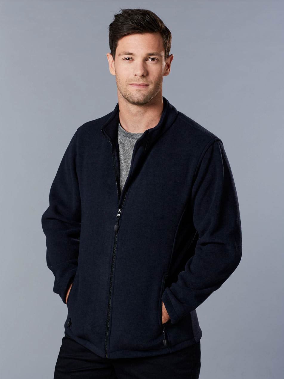 Mens Bonded Polar Fleece Full-Zip Fitted Jacket