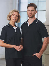 Unisex Cotton Contrast Jersey Knit Short Sleeve Polo