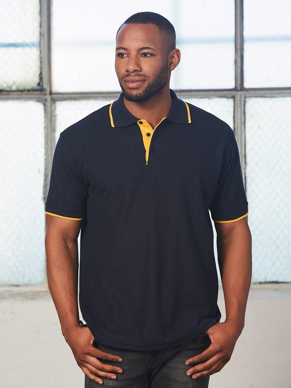 Mens Contrast Pique Short Sleeve Polo