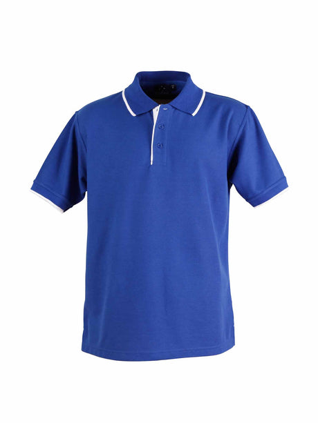 Mens Contrast Pique Short Sleeve Polo