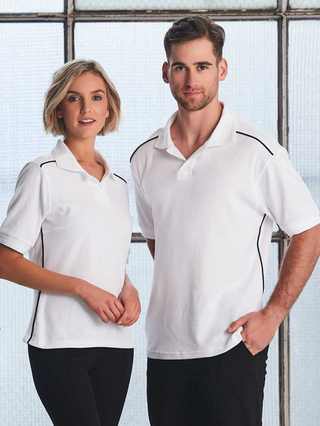 Ladies Cambridge Cotton Contrast Piping Short Sleeve Polo