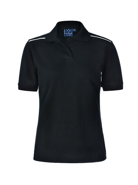 Ladies Cambridge Cotton Contrast Piping Short Sleeve Polo