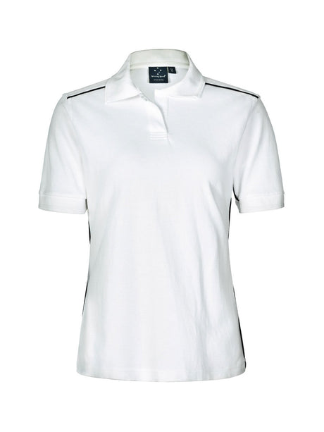 Ladies Cambridge Cotton Contrast Piping Short Sleeve Polo