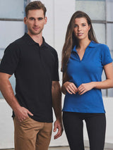 Ladies Longbeach Cotton / Stretch Pique Knit Short Sleeve Polo