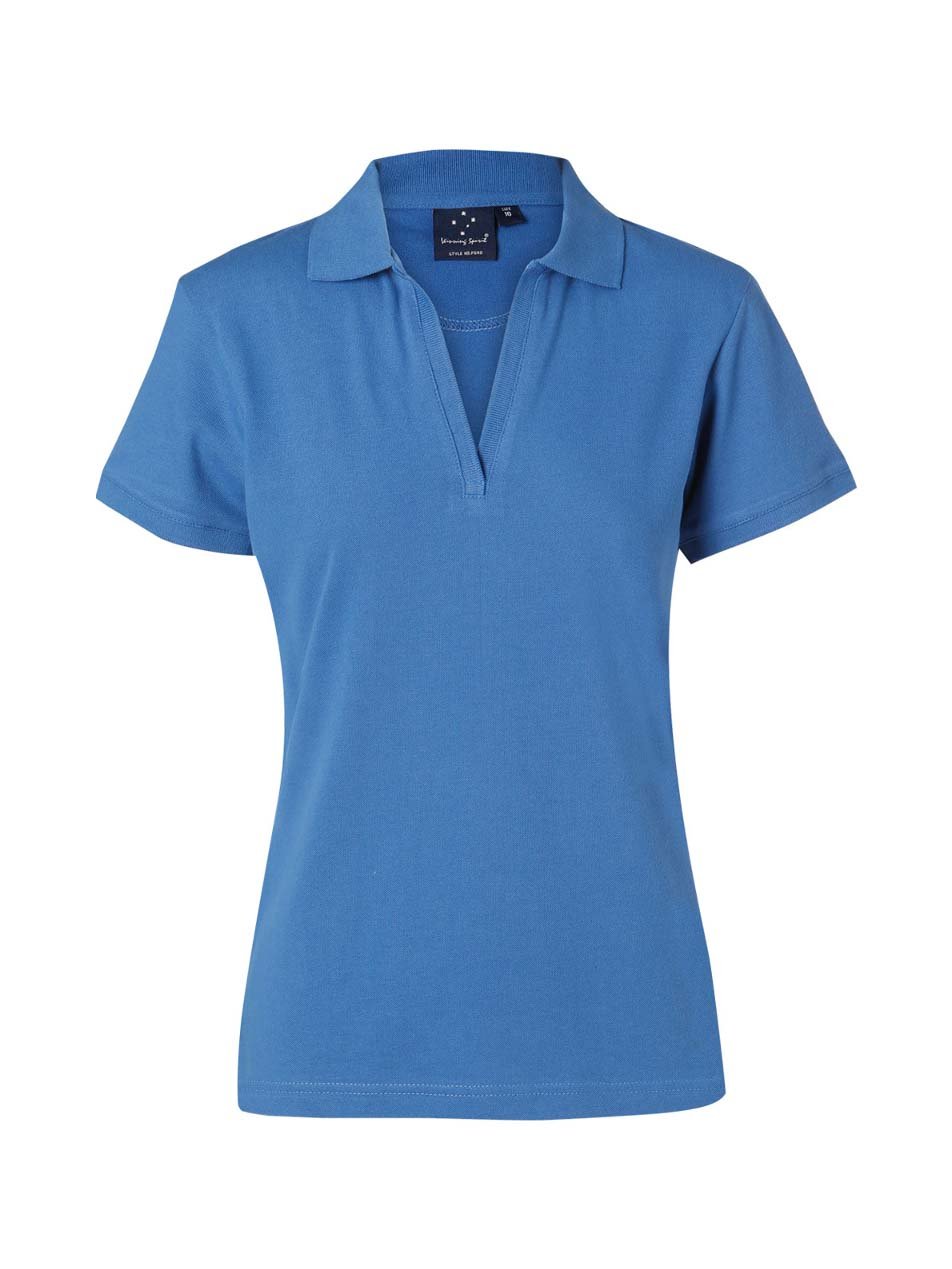 Ladies Longbeach Cotton / Stretch Pique Knit Short Sleeve Polo