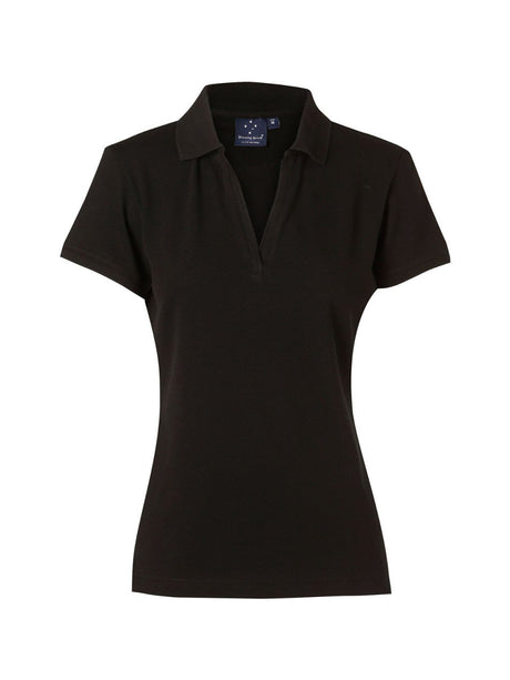 Ladies Longbeach Cotton / Stretch Pique Knit Short Sleeve Polo