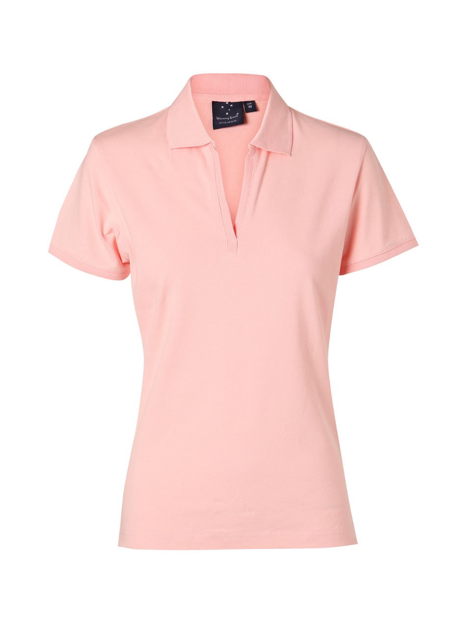 Ladies Longbeach Cotton / Stretch Pique Knit Short Sleeve Polo