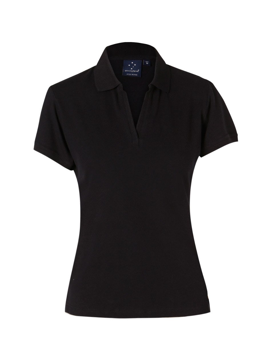 Ladies Longbeach Cotton / Stretch Pique Knit Short Sleeve Polo