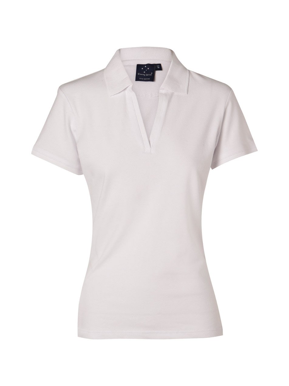 Ladies Longbeach Cotton / Stretch Pique Knit Short Sleeve Polo