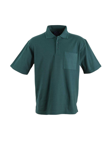 Mens Poly / Cotton Pique Short Sleeve Pocket Polo