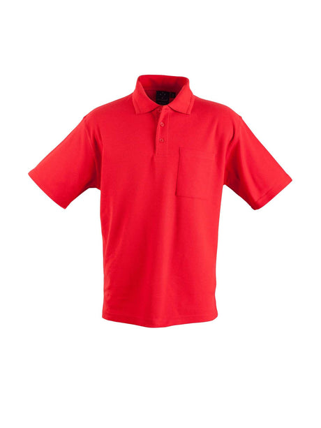 Mens Poly / Cotton Pique Short Sleeve Pocket Polo