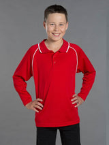 Kids Champion Plus CoolDry Contrast Long Sleeve Polo