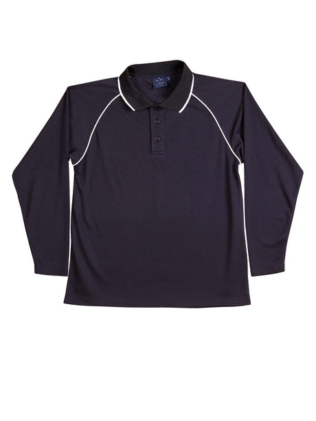 Kids Champion Plus CoolDry Contrast Long Sleeve Polo