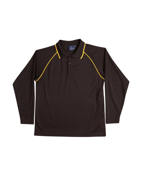 Mens Champion Plus CoolDry Contrast Long Sleeve Polo