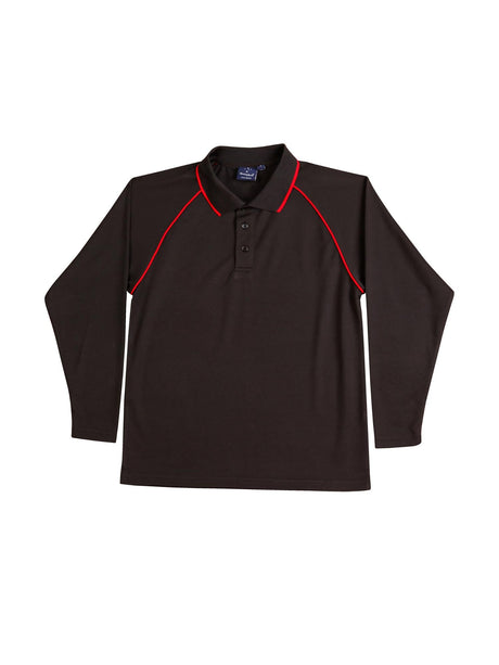 Mens Champion Plus CoolDry Contrast Long Sleeve Polo