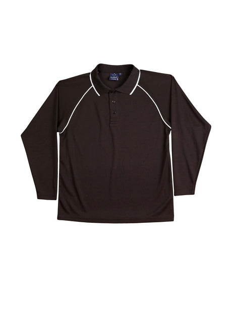 Mens Champion Plus CoolDry Contrast Long Sleeve Polo