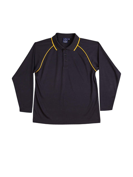 Mens Champion Plus CoolDry Contrast Long Sleeve Polo