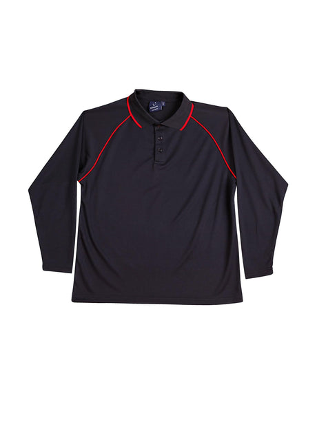 Mens Champion Plus CoolDry Contrast Long Sleeve Polo