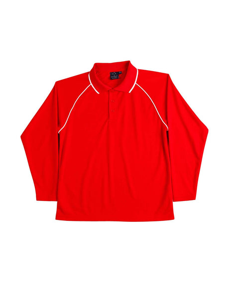 Mens Champion Plus CoolDry Contrast Long Sleeve Polo