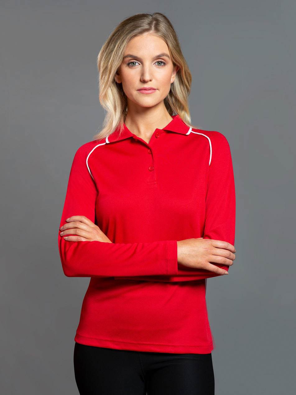 Ladies Champion Plus CoolDry Contrast Long Sleeve Polo