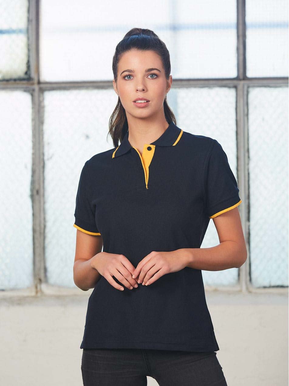 Ladies Contrast Pique Short Sleeve Polo