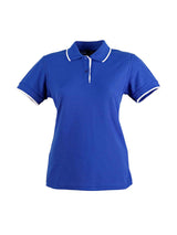 Ladies Contrast Pique Short Sleeve Polo