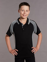 Kids Mascot CoolDry Mini Waffle Tri-Colour Contrast Short Sleeve Polo