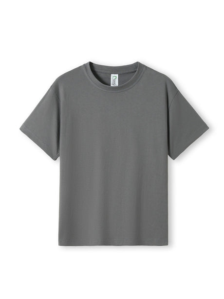 Ramo - A charcoal grey kids regular fit cotton t-shirt with a crew neck and short sleeves.