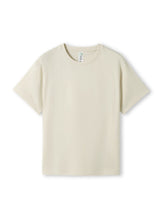 Ramo - A plain, cream-colored kids' regular-fit cotton t-shirt with short sleeves and a crew neck.