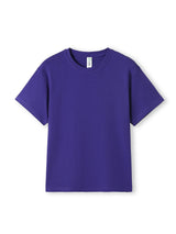 Ramo - A plain purple short-sleeve kids' cotton t-shirt with a crew neck and regular fit.