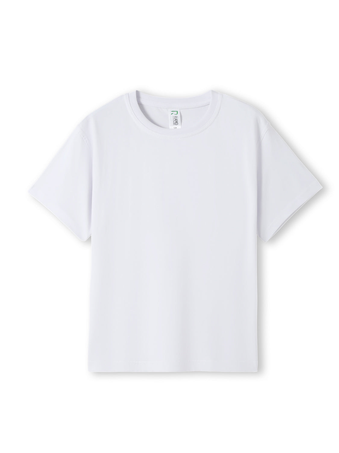 Ramo - A plain white kids' regular fit short-sleeve cotton t-shirt shown against a white background.