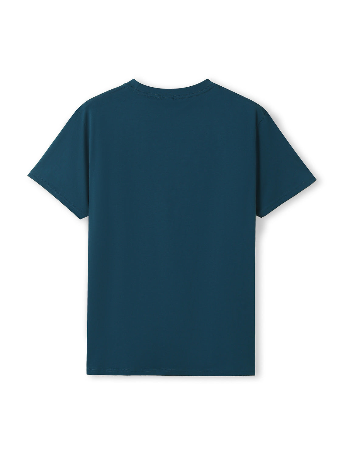 Ramo - Back view of a solid dark teal short-sleeved crew neck t-shirt for men.