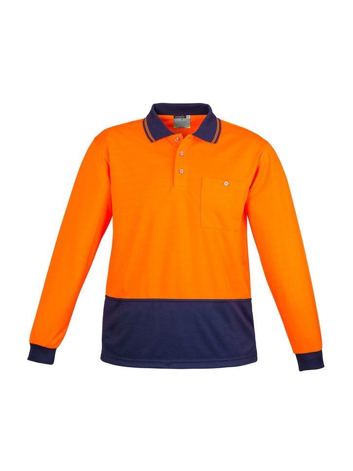 Unisex Hi Vis Basic Spliced Long Sleeve Polo