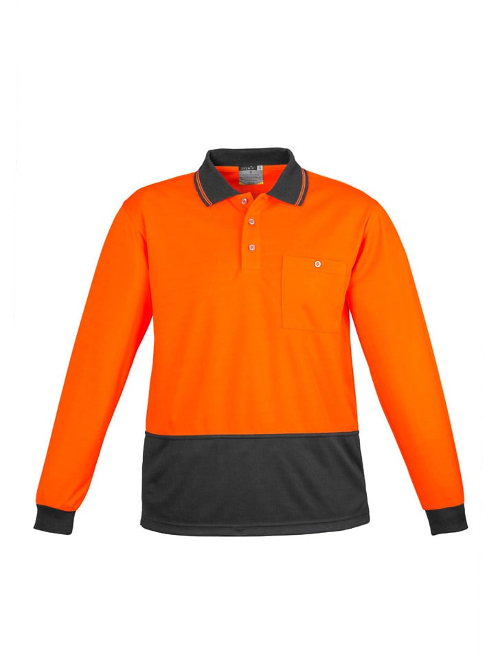 Unisex Hi Vis Basic Spliced Long Sleeve Polo