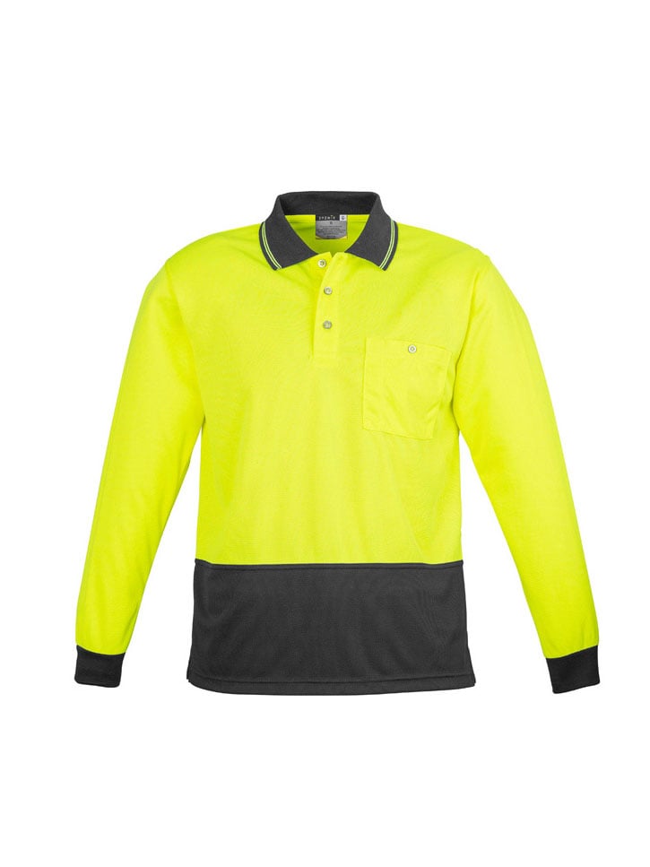 Unisex Hi Vis Basic Spliced Long Sleeve Polo