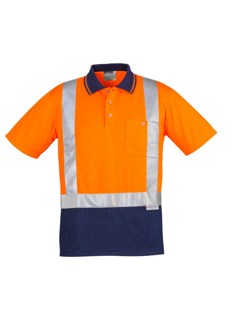 Mens Hi Vis Spliced Shoulder Short Sleeve Polo - Shoulder Taped