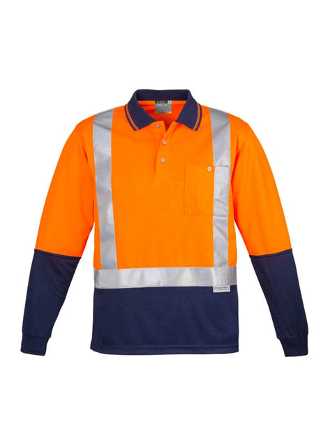 Mens Hi Vis Spliced Long Sleeve Polo - Shoulder Taped