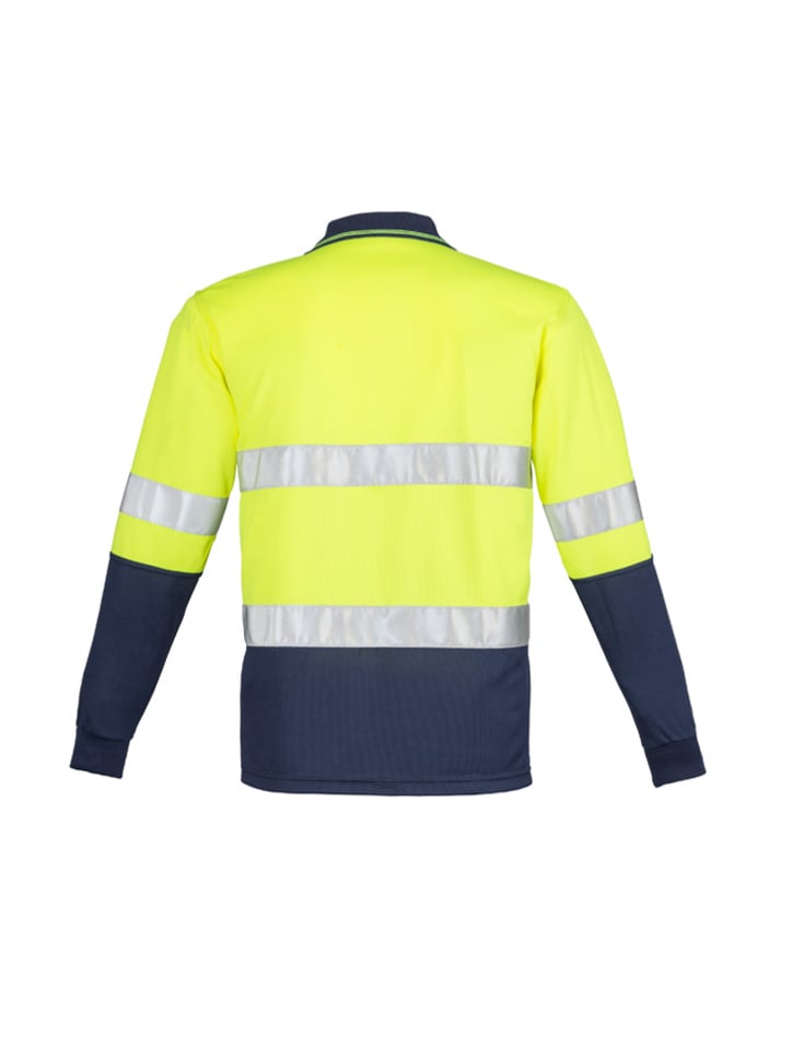 Mens Hi Vis Spliced Long Sleeve Polo - Hoop Taped