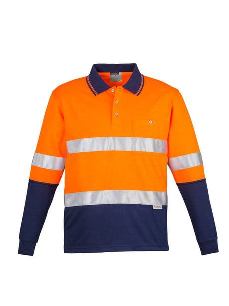 Mens Hi Vis Spliced Long Sleeve Polo - Hoop Taped