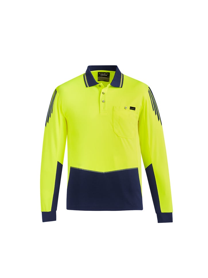 Mens Hi Vis Flux Long Sleeve Polo