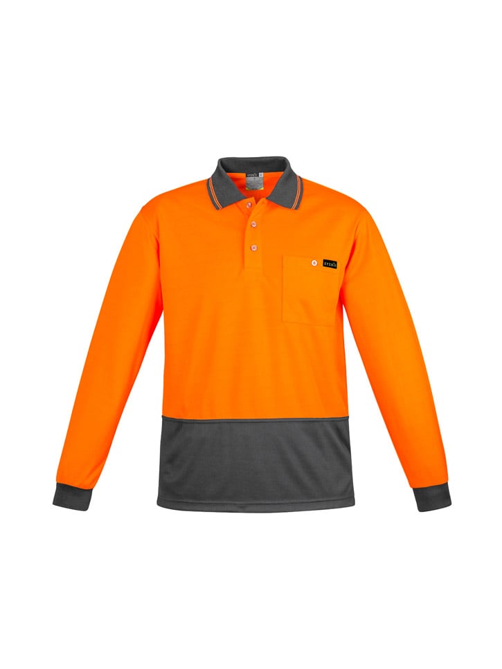 Mens Comfort Back Hi Vis Long Sleeve Polo